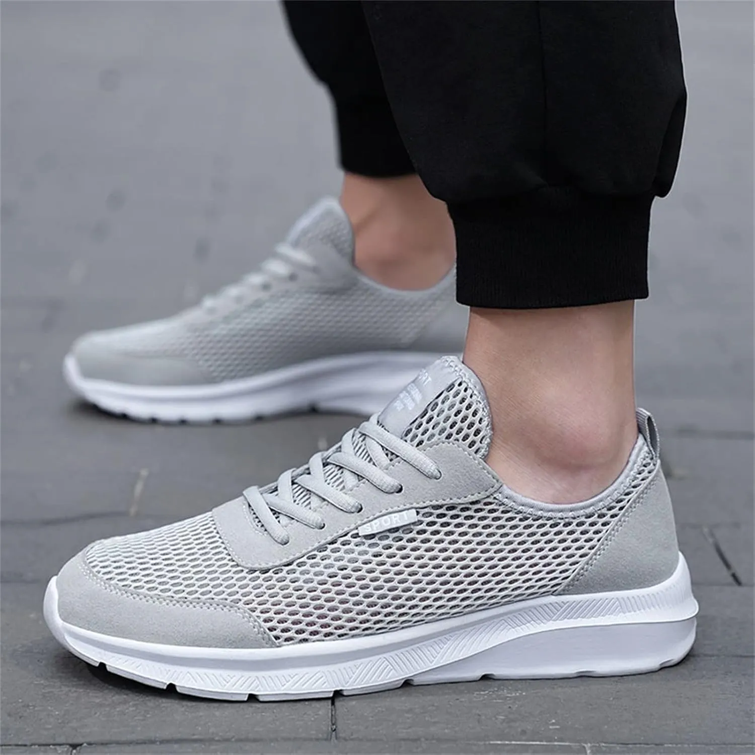 Non Slip Shoes for Men Lightweight Breathable Sneakers Comfortable Work Shoes Walking Shoes for Athletic Tennis Gym