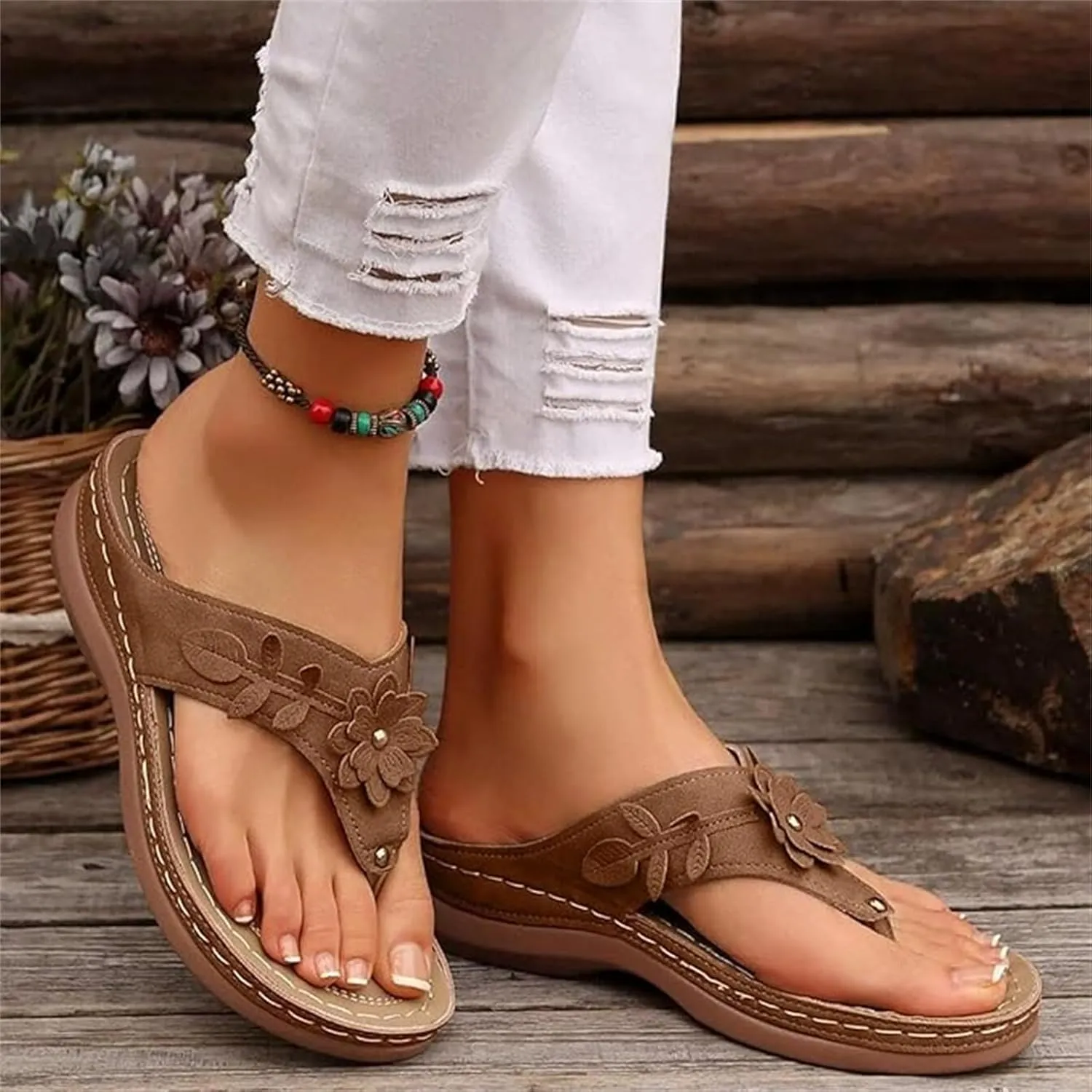 Orthopedic Sandals For Women 2025 Comfortable Wedge Slip On Open Toe Summer Shoes Orthotic Slides Thong Flip Flops