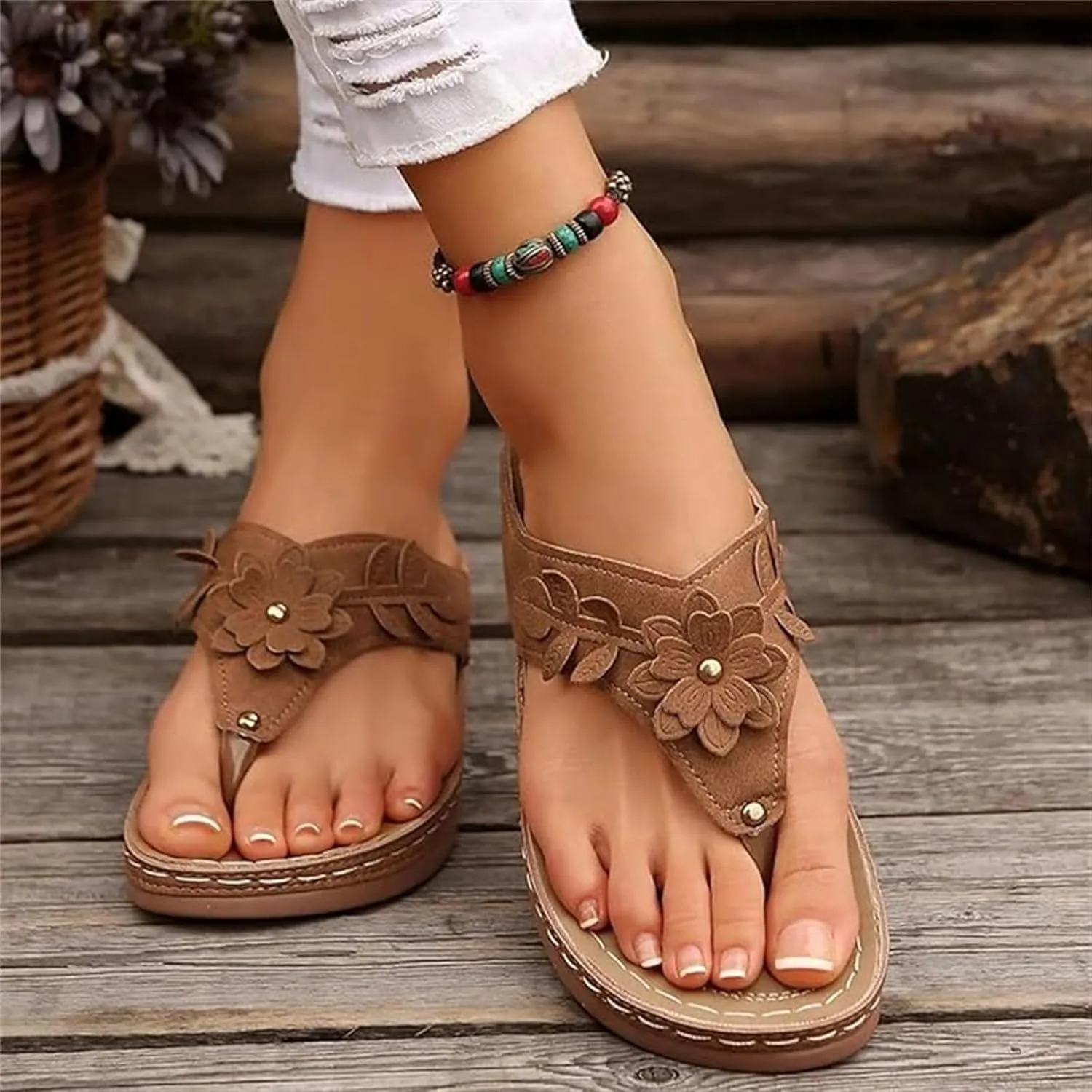 Orthopedic Sandals For Women 2025 Comfortable Wedge Slip On Open Toe Summer Shoes Orthotic Slides Thong Flip Flops