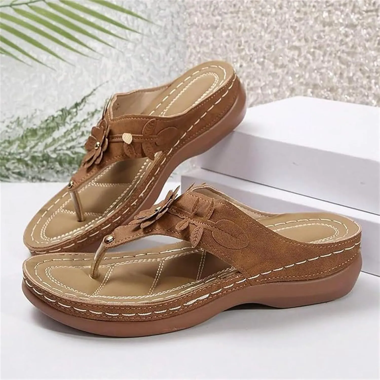 Orthopedic Sandals For Women 2025 Comfortable Wedge Slip On Open Toe Summer Shoes Orthotic Slides Thong Flip Flops