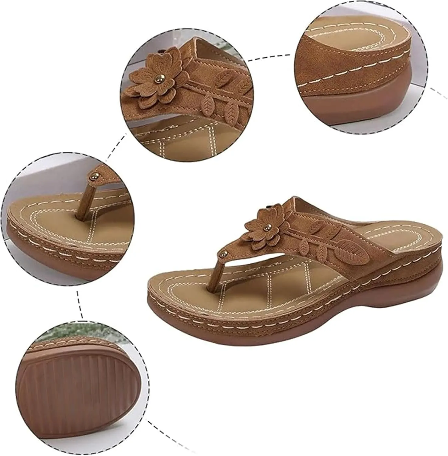 Orthopedic Sandals For Women 2025 Comfortable Wedge Slip On Open Toe Summer Shoes Orthotic Slides Thong Flip Flops