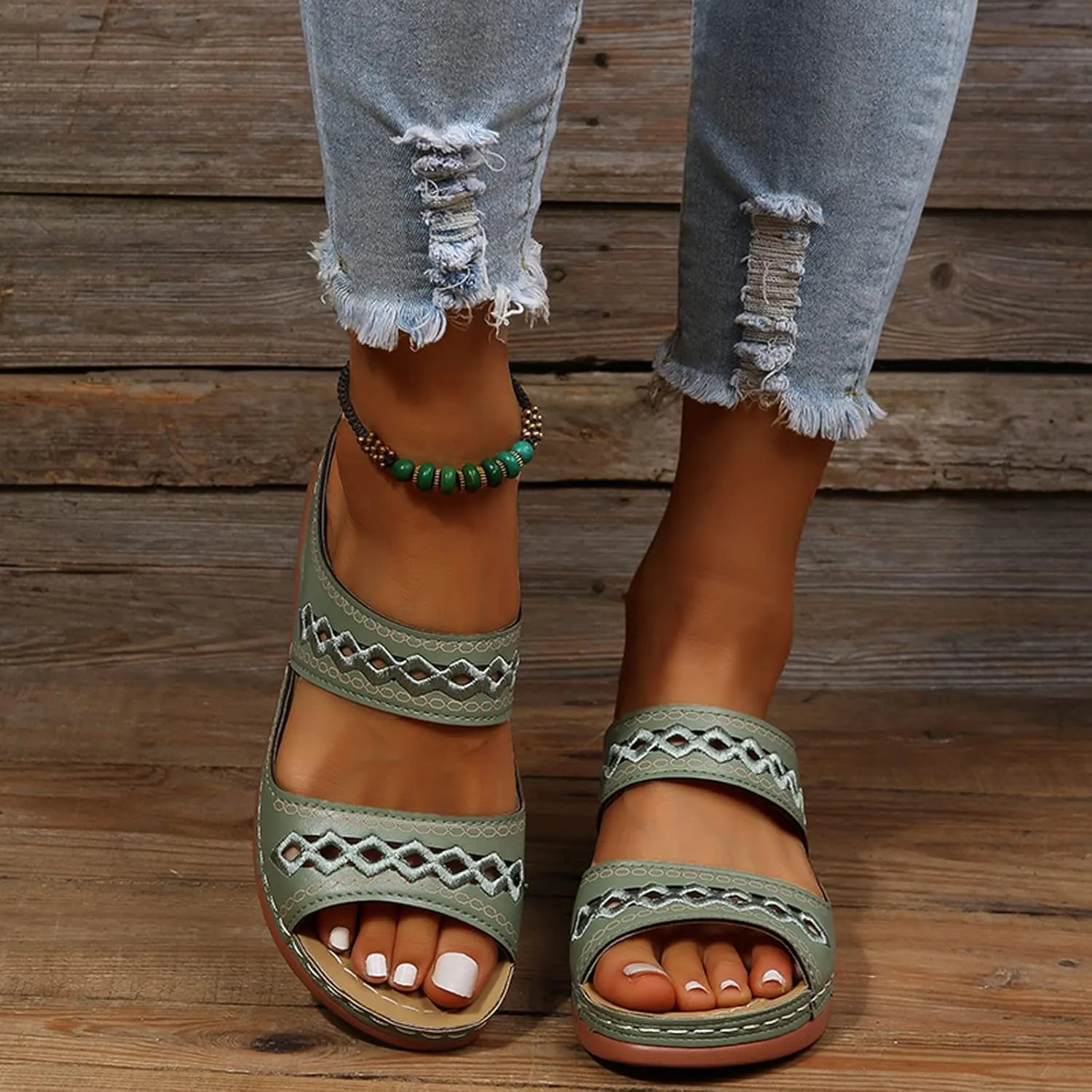 Orthopedic Sandals for Women: Slip On Dressy Summer Comfortable Slides Sandals Lightweight Memory Foam Wedge Platform Shoes
