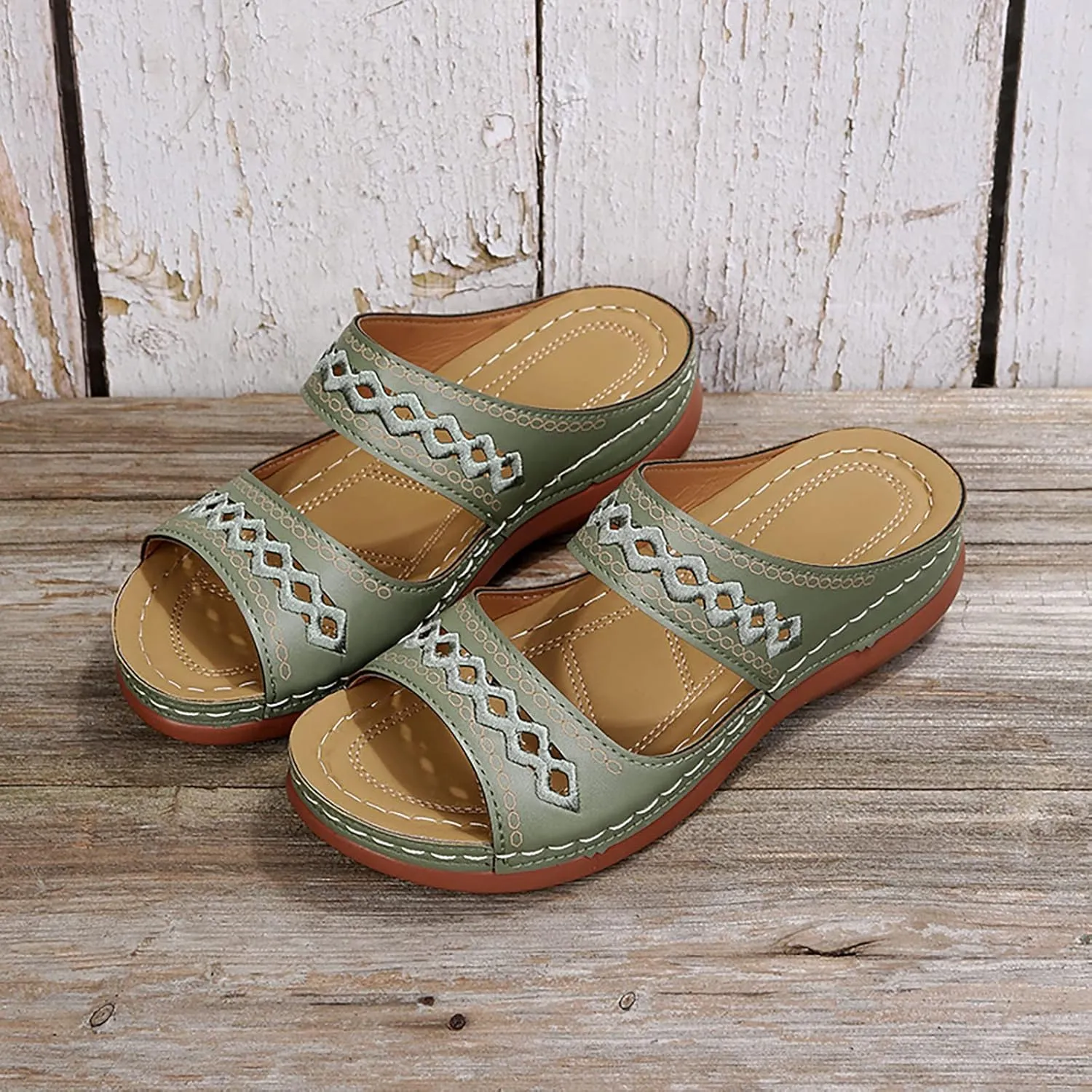 Orthopedic Sandals for Women: Slip On Dressy Summer Comfortable Slides Sandals Lightweight Memory Foam Wedge Platform Shoes