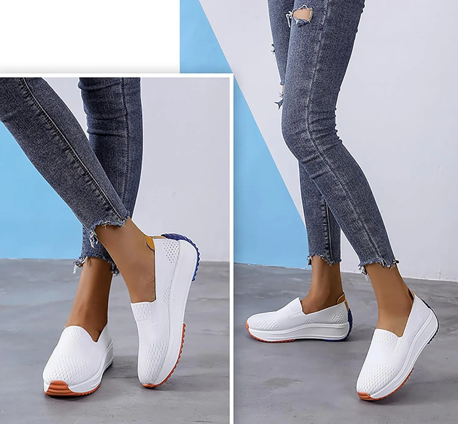 Orthopedic Slip On Shoes for Women Comfortable Breathable Slip On Non-Slip Casual Shoes Platform Slip On Shoes for Women