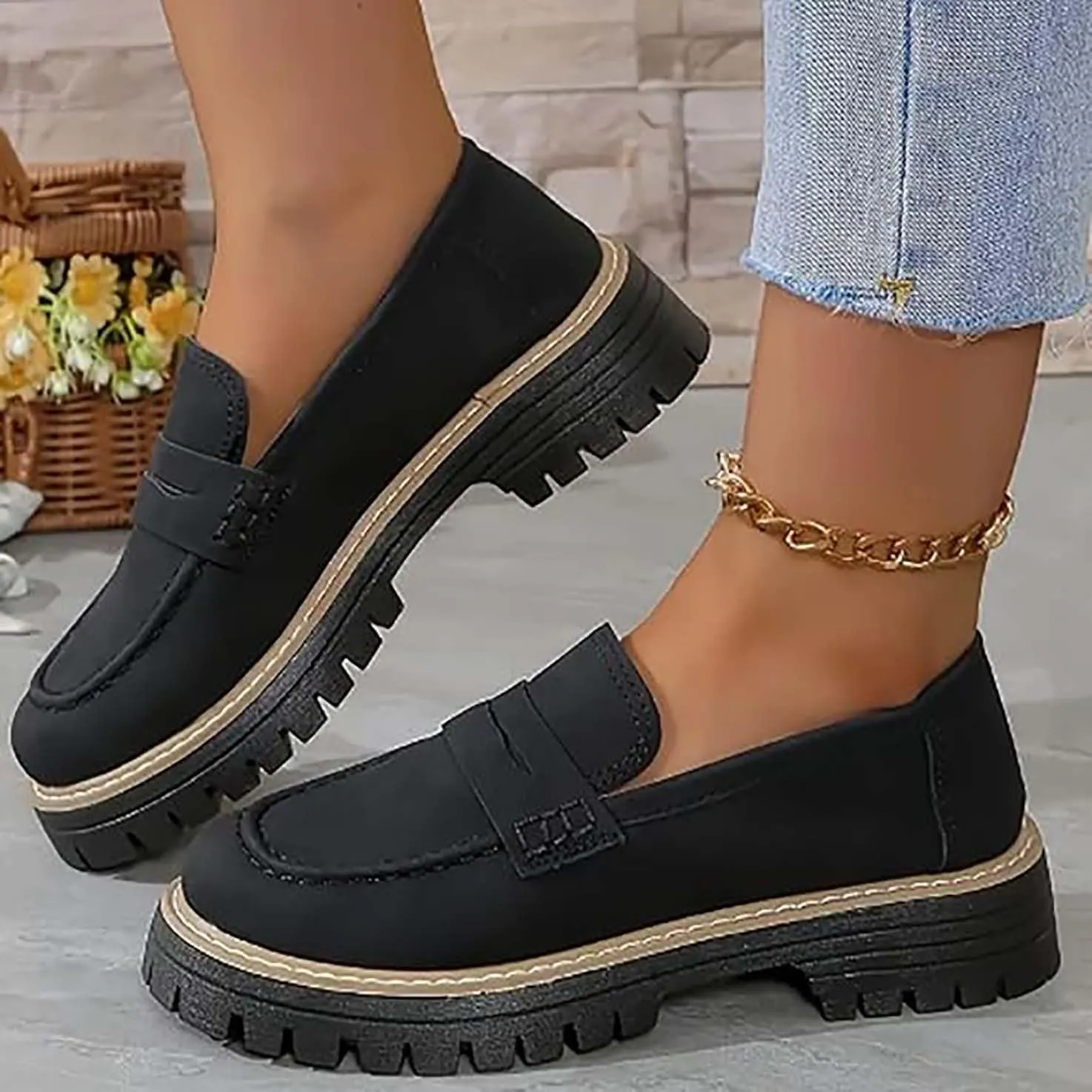 Orthoture-Orthopedic Platform Loafers, Orthoture Womens Shoes, Comfort Orthopedic Shoes, Womens Round Toe Walking Shoe(Red,9)