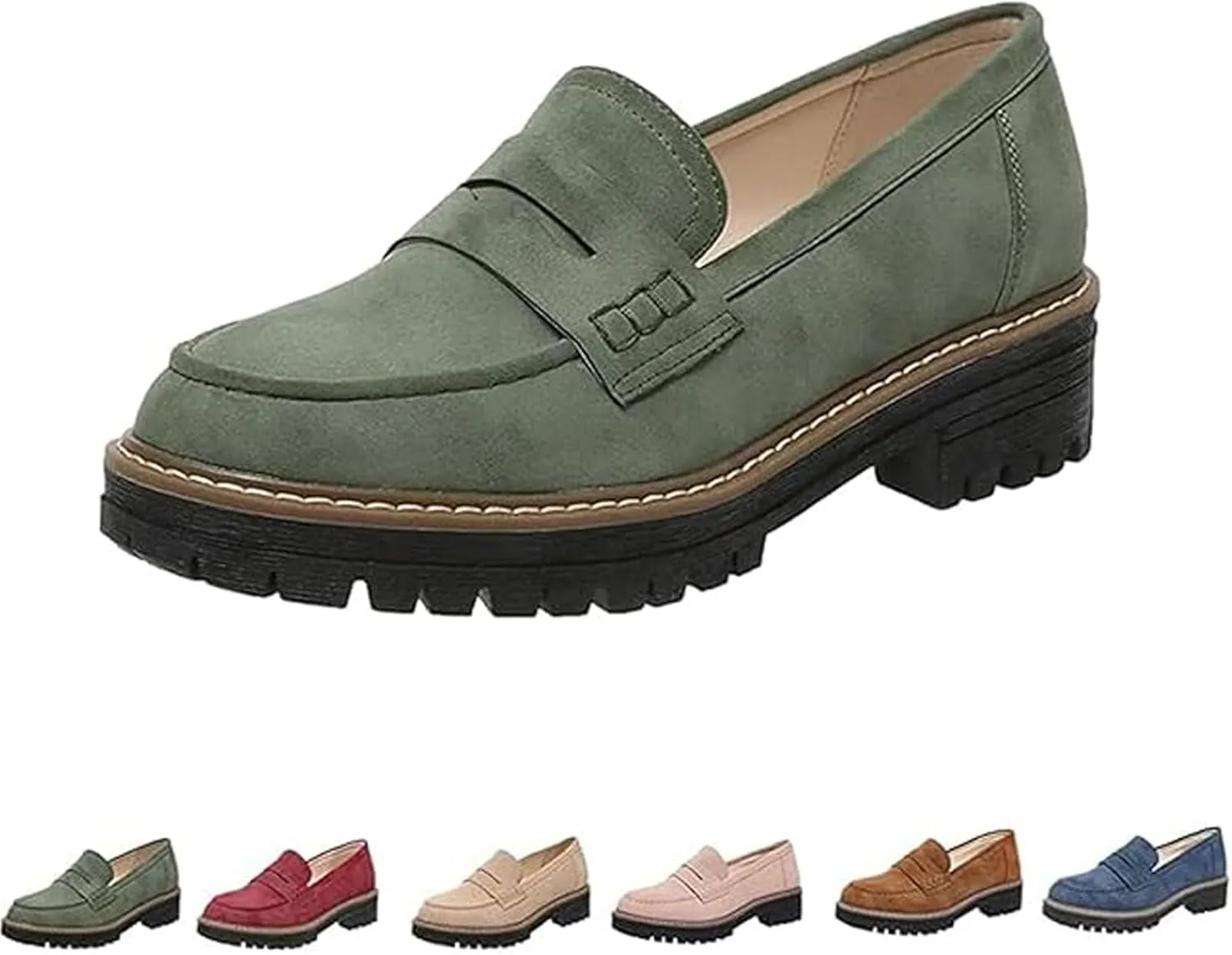 Orthoture Orthopedic Platform Loafers, Platform Loafers for Women, Lug Sole Slip On Loafers for Women, Chunky Heel