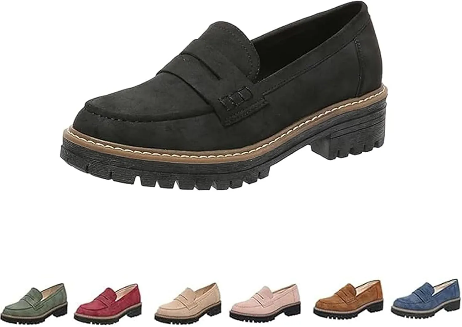 Orthoture Orthopedic Platform Loafers, Platform Loafers for Women, Lug Sole Slip On Loafers for Women, Chunky Heel