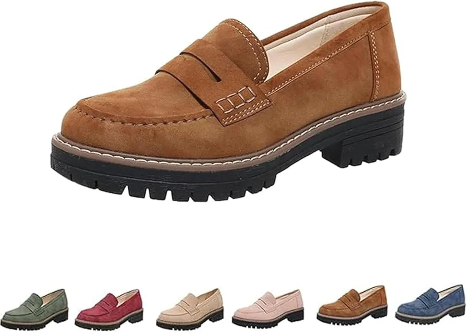 Orthoture Orthopedic Platform Loafers, Platform Loafers for Women, Lug Sole Slip On Loafers for Women, Chunky Heel