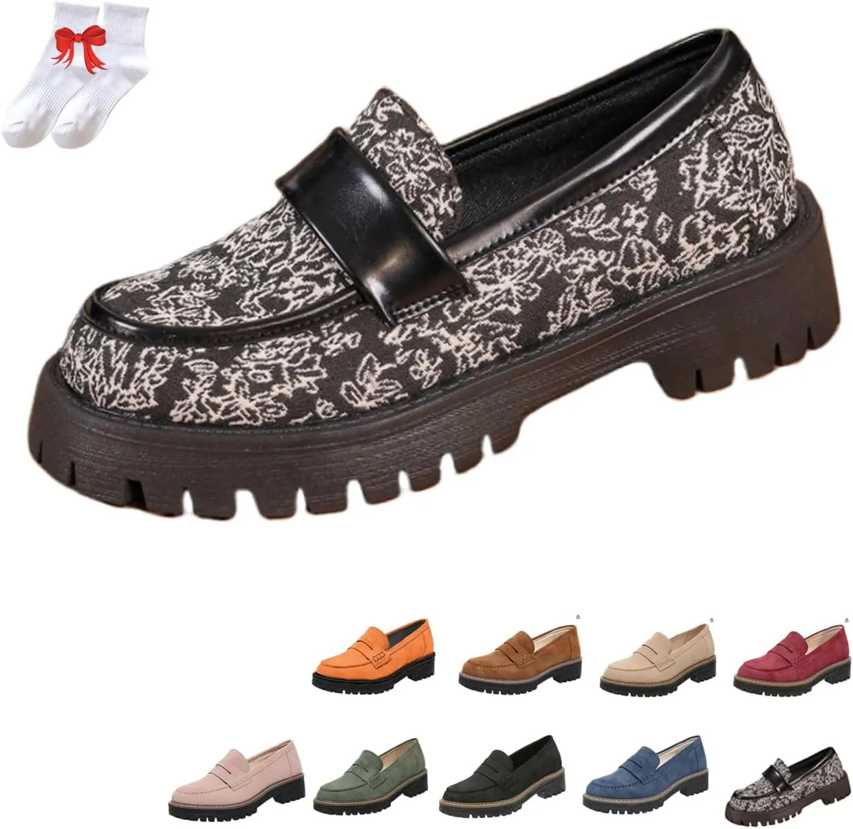 Orthoturee-Orthopedic Platform Loafers, Increase Orthopedic Loafers for Women, Womens Comfort Round Toe Walking Shoes