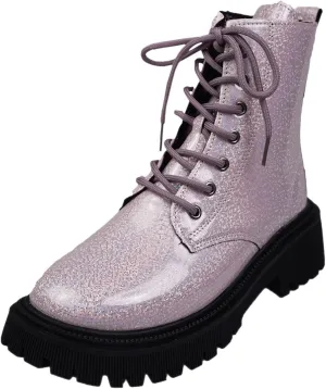 Platform Ankle Boots for Women,Women's Combat Boots Lace up Ankle Booties Mid Calf Booties for Lady Round Toe Lug Sole Low Heel Fashion Ankle Bootie Glitter Chunky Block Heel Fall Short Boots