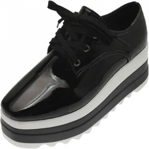 Platform Loafers for Women Chunky Heels Square Toe Low Top Slip On Flats Walking Shoes British Style Dress Oxfords Shoes