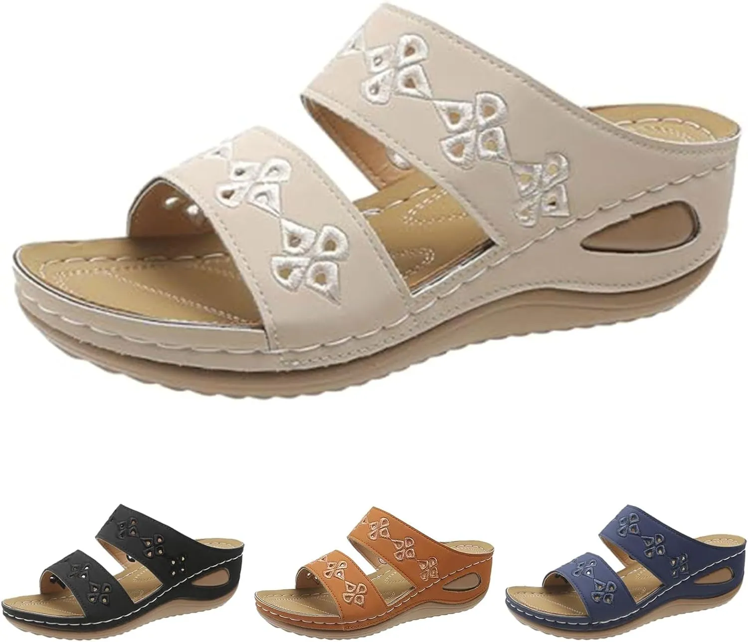 Platform Shoes for Women Wedge Sandals Non Slip Arch Support Sandals Lightweight Memory Foam Platform Shoes Comfortable Walking Slide for Plantar Fasciitis