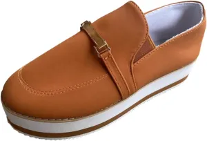 Platform Wedge Loafers for Women Round Toe Chunky Heels Walking Casual Sneakers Slip On Breathable Walking Muffin Shoes