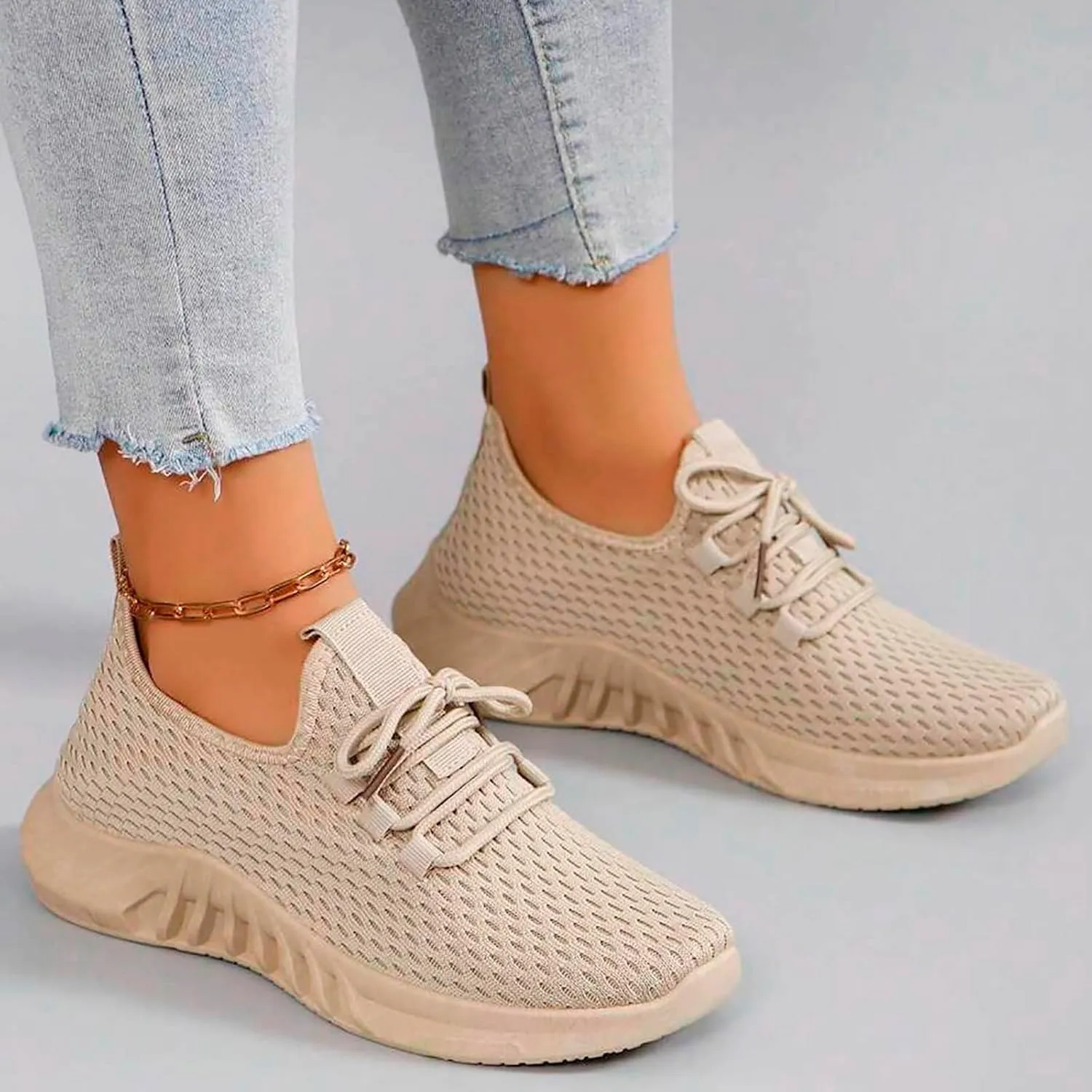Running Shoes for Women,Womens Athletic Shoes Casual Lace Up Platform Sneakers for Women Breathable Walking Sneakers