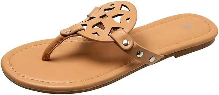 SACFOF Womens Flat Sandals Flip Flops Casual Slip on Comfortable Thong Beach Sandals for Women Dressy
