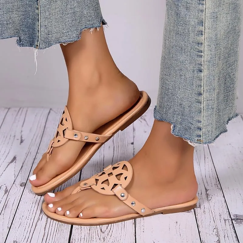 SACFOF Womens Flat Sandals Flip Flops Casual Slip on Comfortable Thong Beach Sandals for Women Dressy