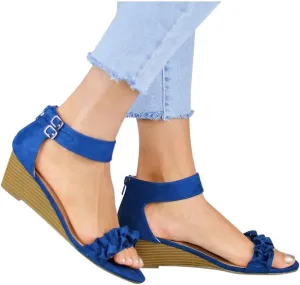 Sandals for Women Low Heel Wedge,Chunky Heel Sandal Open Toe Wedding Pumps with Buckle Ankle Strap Evening Party Shoes