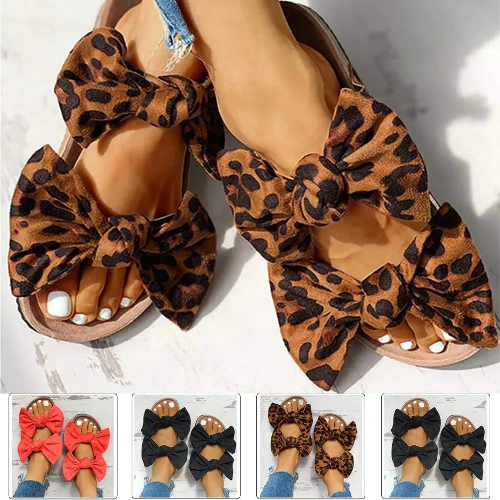Sandals for Women Platform,Bow Slip-on Flip Flops Summer Slippers Flat Bottom with Bowknot Casual Open Toe Shoes