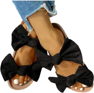 Sandals for Women Platform,Bow Slip-on Flip Flops Summer Slippers Flat Bottom with Bowknot Casual Open Toe Shoes