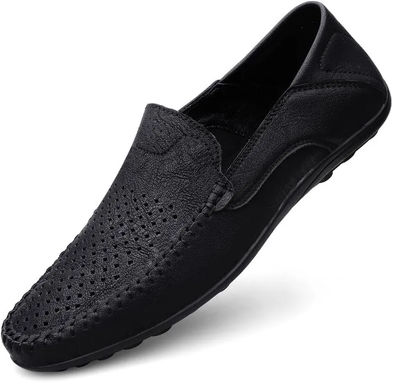 Santimon Men's Breathable Flat Loafers Slip on Moccasin Shoes Driving Office Casual Business Mules for Men
