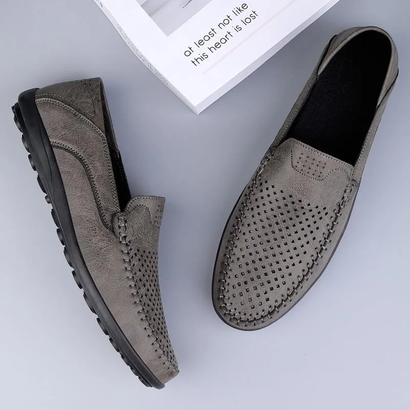 Santimon Men's Breathable Flat Loafers Slip on Moccasin Shoes Driving Office Casual Business Mules for Men
