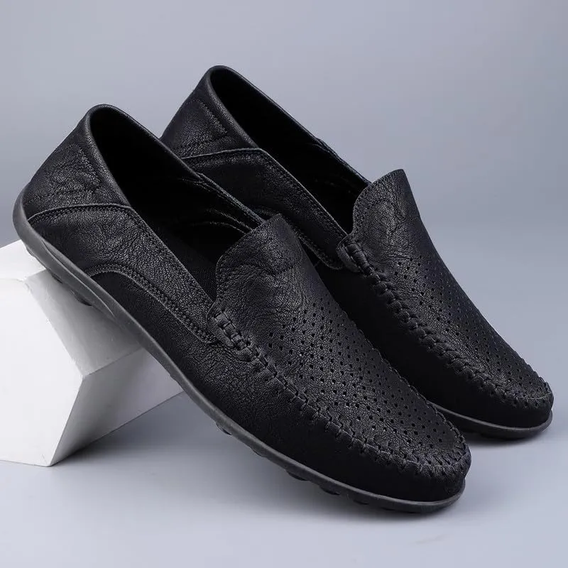 Santimon Men's Breathable Flat Loafers Slip on Moccasin Shoes Driving Office Casual Business Mules for Men