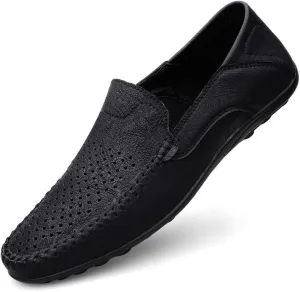 Santimon Men's Breathable Flat Loafers Slip on Moccasin Shoes Driving Office Casual Business Mules for Men