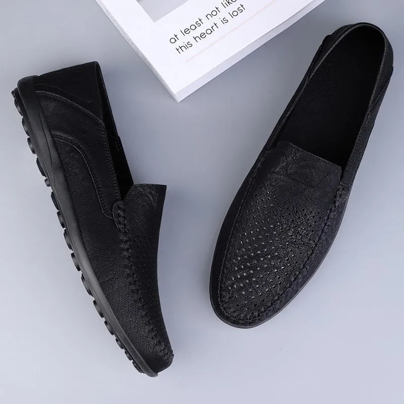 Santimon Men's Breathable Flat Loafers Slip on Moccasin Shoes Driving Office Casual Business Mules for Men