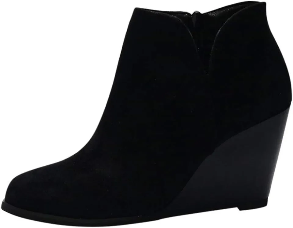 SBGMoSJ Black Leather Ankle Boots for Women Chunky Heel Wide Width Open Toe Booties for Women Low Heel Womens Leather Ankle Boots Heel Brown Leather Wedges for Women Ankle Boot Women