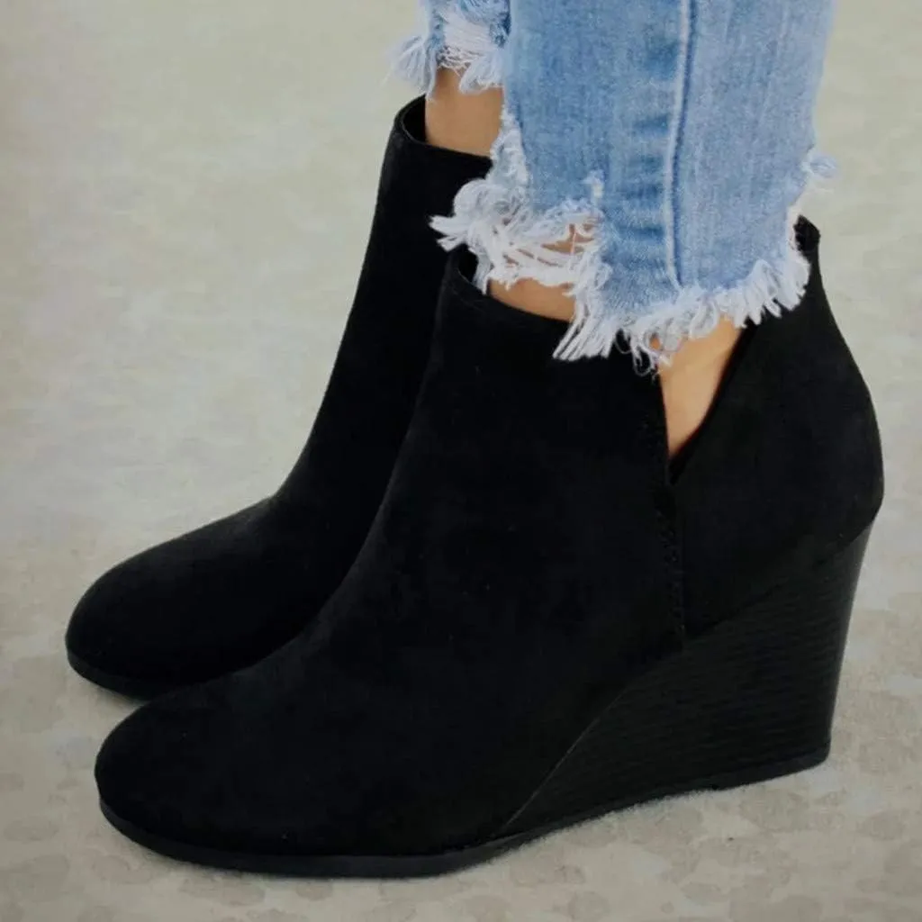 SBGMoSJ Black Leather Ankle Boots for Women Chunky Heel Wide Width Open Toe Booties for Women Low Heel Womens Leather Ankle Boots Heel Brown Leather Wedges for Women Ankle Boot Women