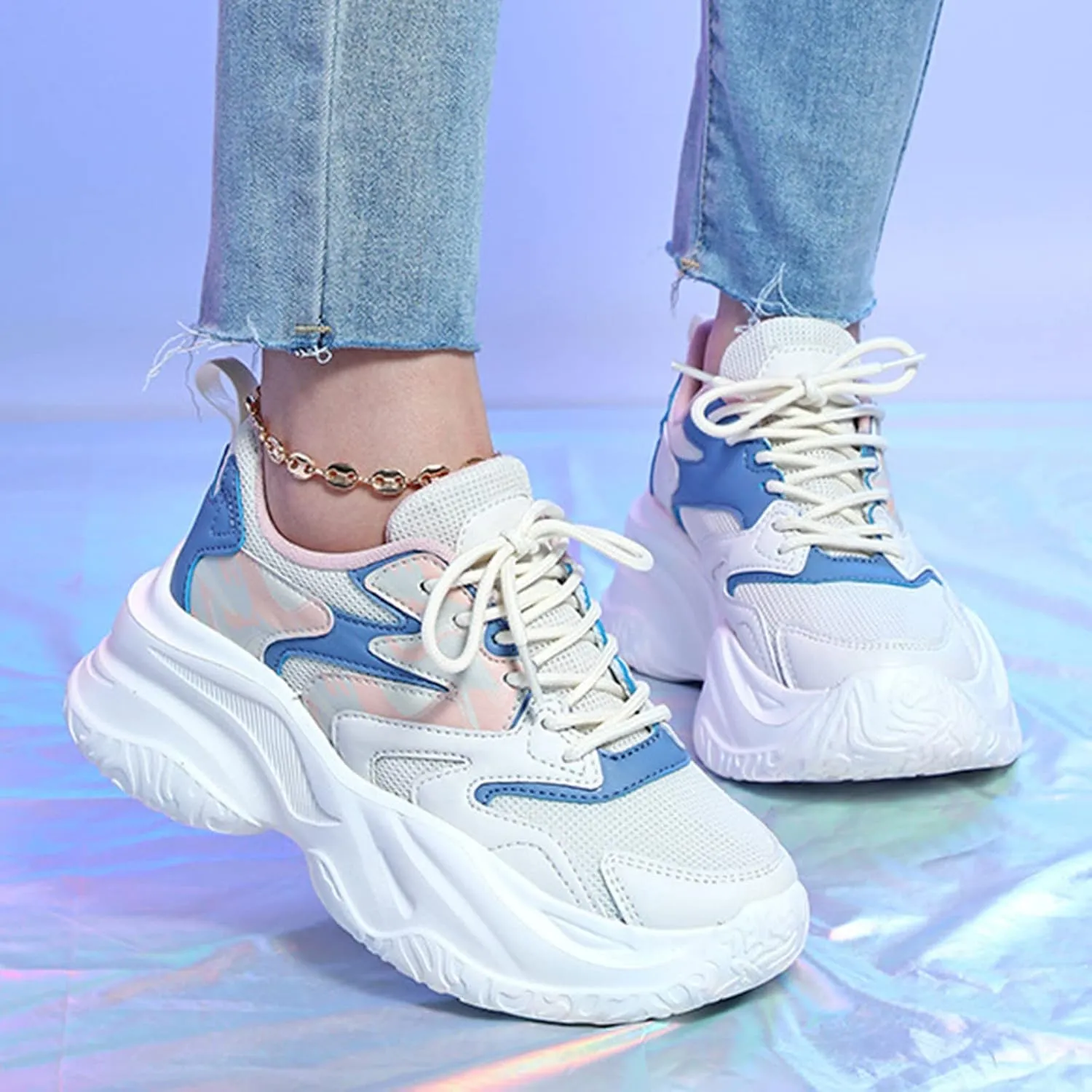 SBGMoSJ Platform Sneakers for Women Wide Size Womens Running Shoes Size 11.5 Wide Slip On Tennis Shoes Women Wide Width Bowling Shoes Women Size 9 1/2 Comfy Walking Shoes for Women Dressy