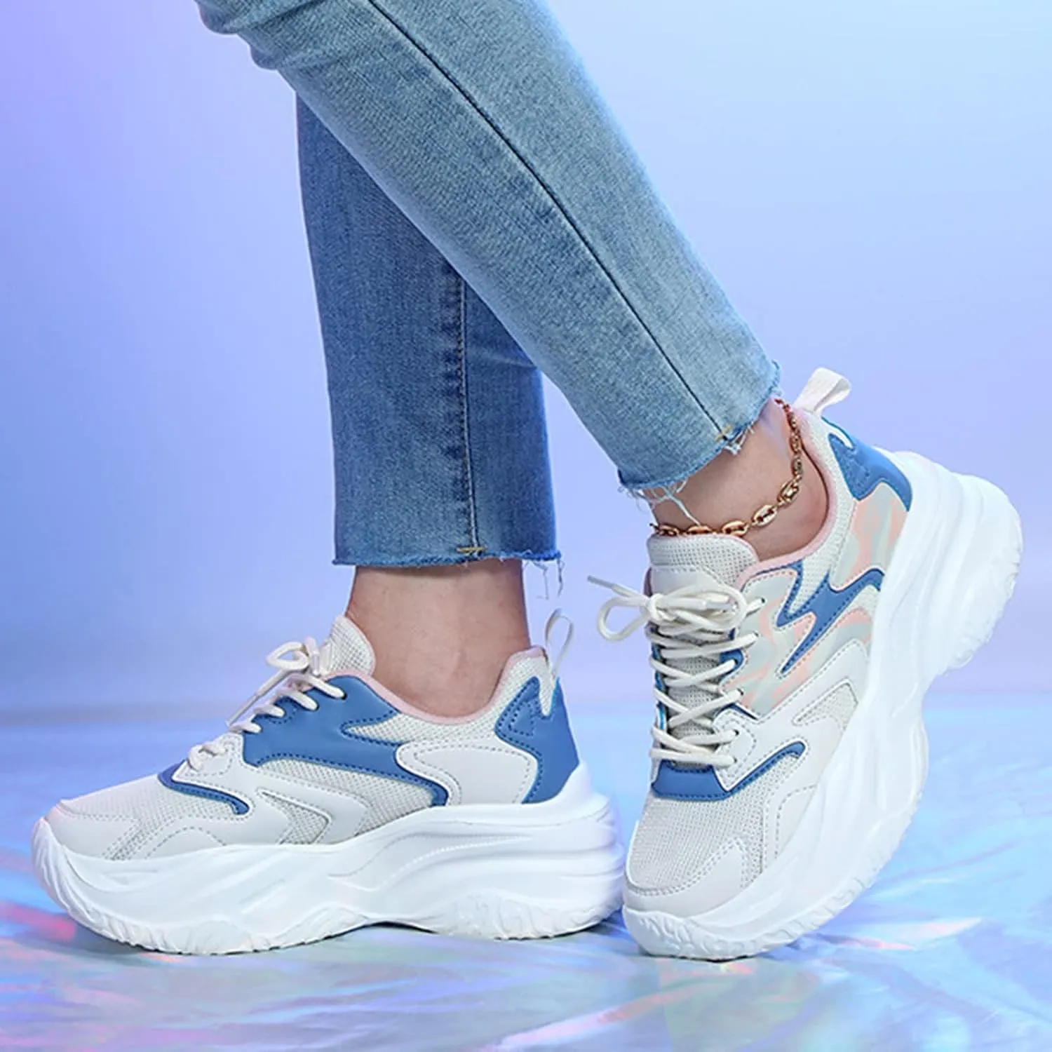SBGMoSJ Platform Sneakers for Women Wide Size Womens Running Shoes Size 11.5 Wide Slip On Tennis Shoes Women Wide Width Bowling Shoes Women Size 9 1/2 Comfy Walking Shoes for Women Dressy
