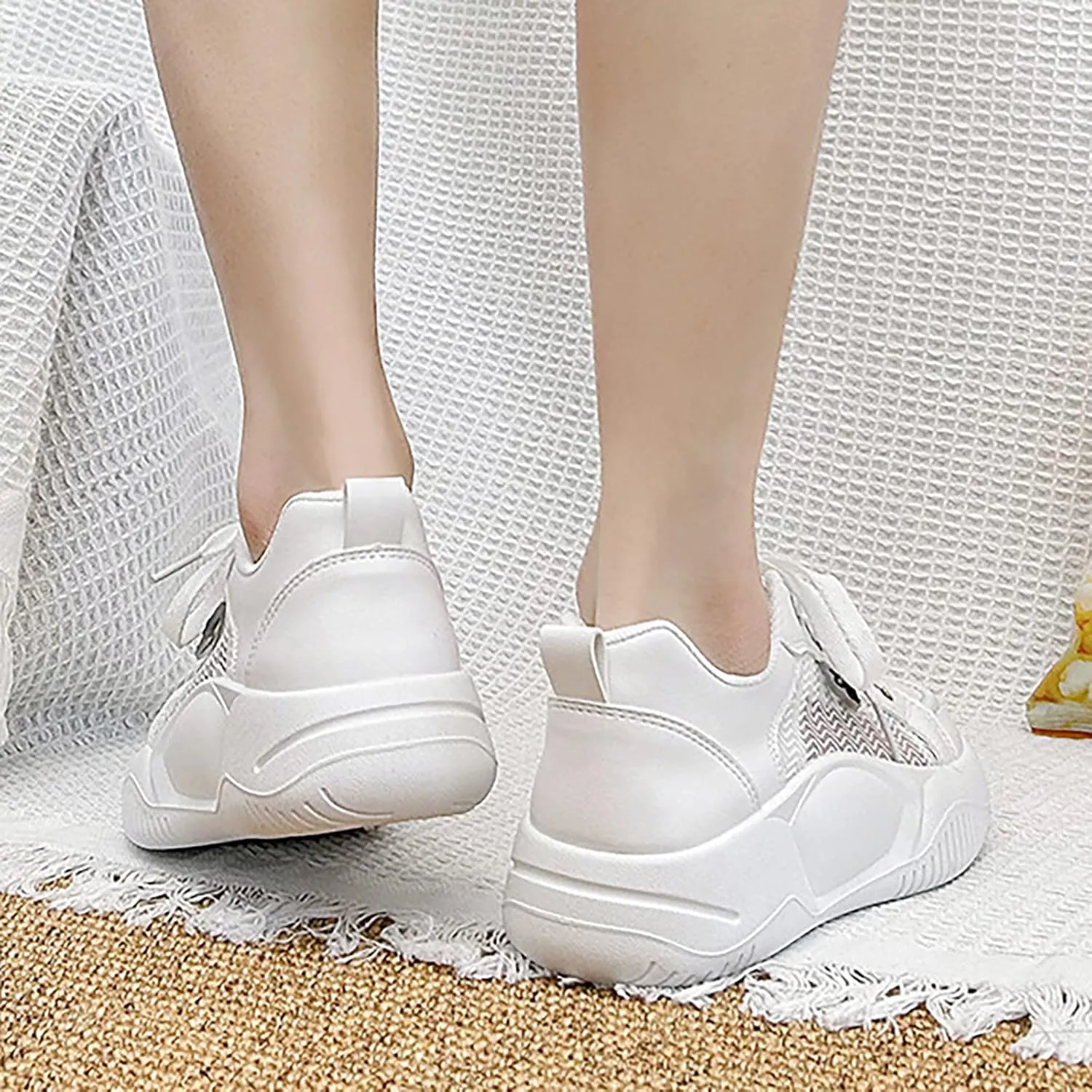 SBGMoSJ Wedge Sneakers for Women White Slip On Shoes Women Comfortable Wide Gym Shoes Women Slip On Womens Black Sneakers Size 9 Retro Womens Black Sneakers 8.5 Orthopedic