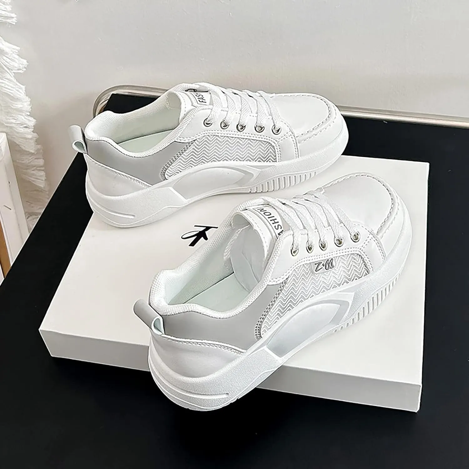 SBGMoSJ Wedge Sneakers for Women White Slip On Shoes Women Comfortable Wide Gym Shoes Women Slip On Womens Black Sneakers Size 9 Retro Womens Black Sneakers 8.5 Orthopedic