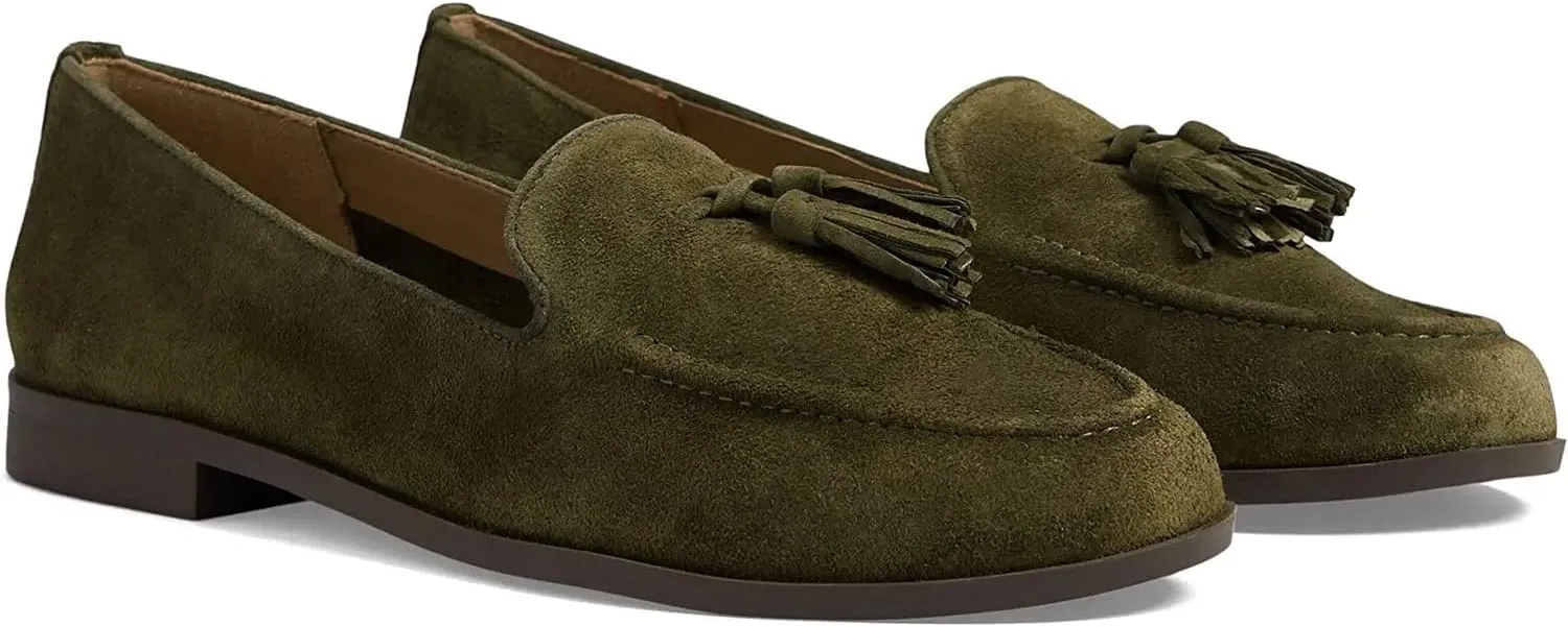 SHODENSE Women Flat Tassel Loafers Suede Slip On Loafer Flats Shoes Closed Round Toe Penny Loafers Flat Heel Fringe Ballet Loafers Work Office Casual Dressy Comfortable Loafer-Flats Spring 4-11 M US