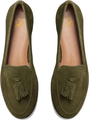SHODENSE Women Flat Tassel Loafers Suede Slip On Loafer Flats Shoes Closed Round Toe Penny Loafers Flat Heel Fringe Ballet Loafers Work Office Casual Dressy Comfortable Loafer-Flats Spring 4-11 M US
