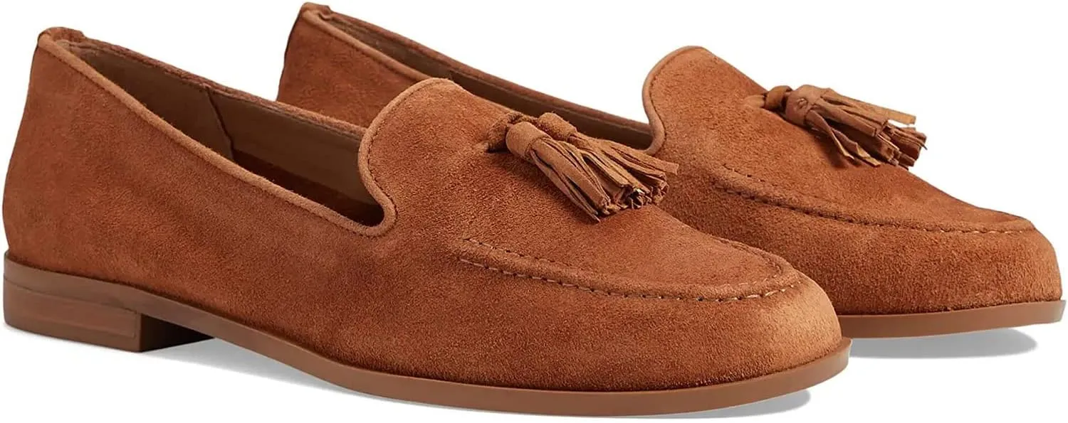 SHODENSE Women Flat Tassel Loafers Suede Slip On Loafer Flats Shoes Closed Round Toe Penny Loafers Flat Heel Fringe Ballet Loafers Work Office Casual Dressy Comfortable Loafer-Flats Spring 4-11 M US