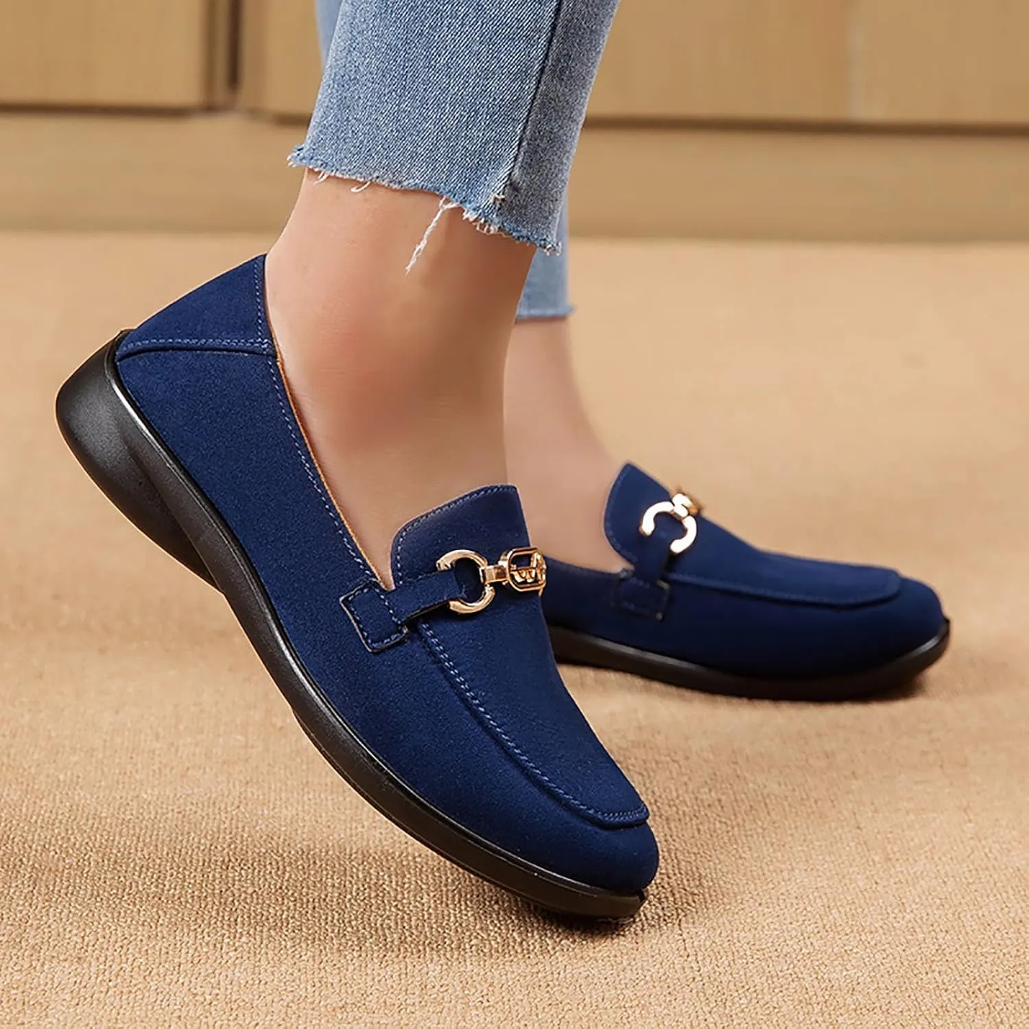 Shoes Walking Flat Spring and Women's Breathable Lightweight Mom Shoes; Soft Sole Slip Doodle Casual Work