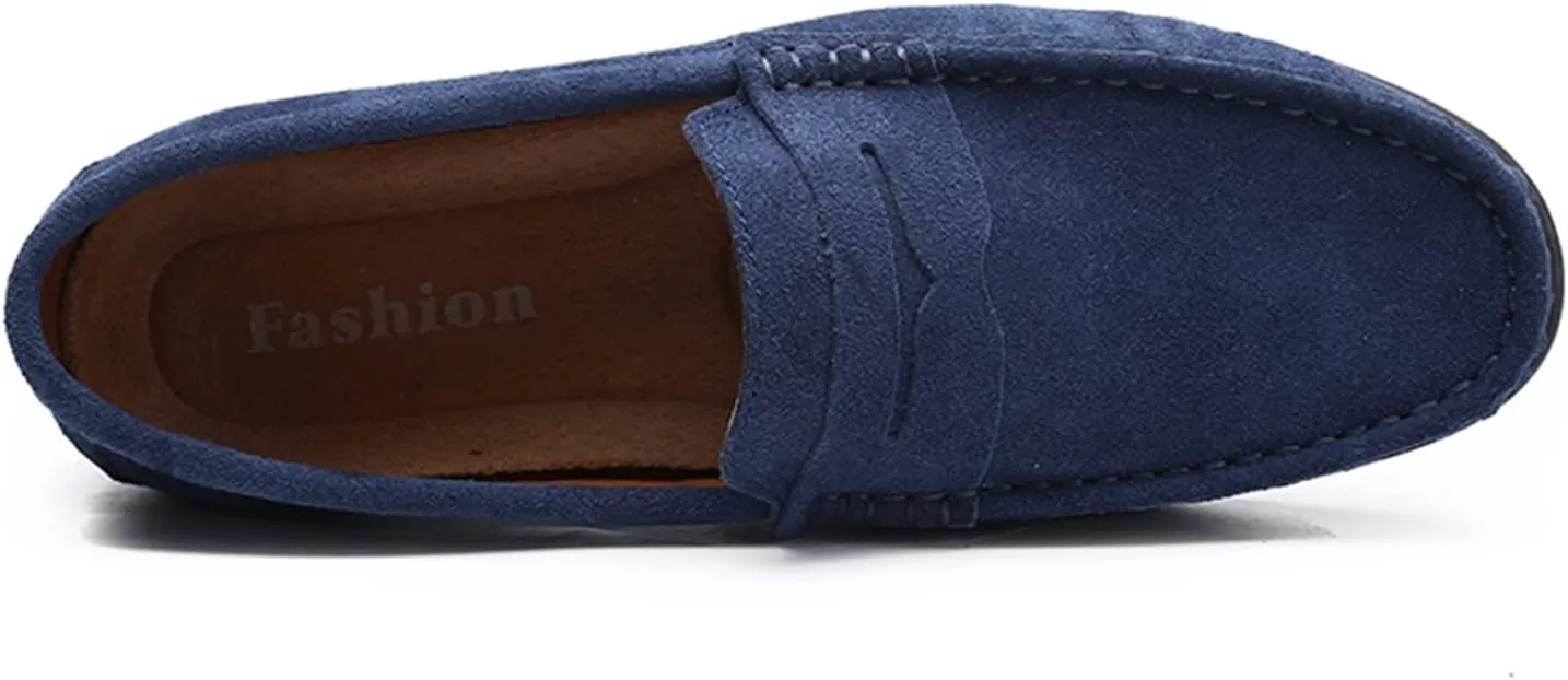 Smoking Loafer for Men Genuine Leather Stitching Details Round Toe Suede Vamp Penny Loafer Rubber Sole Lightweight Resistant Anti-Slip Flexible for Any Attire