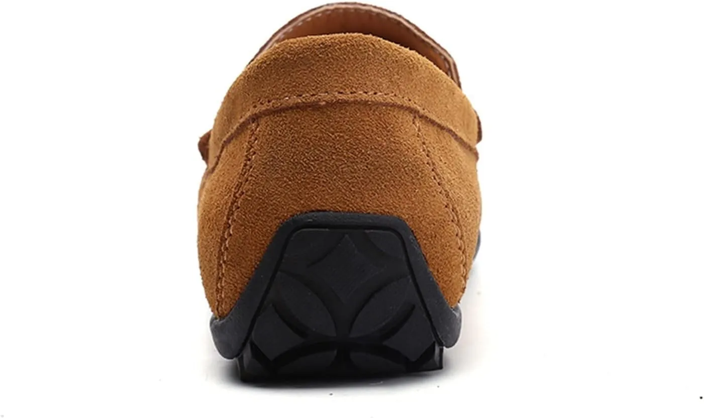 Smoking Loafer for Men Genuine Leather Stitching Details Round Toe Suede Vamp Penny Loafer Rubber Sole Lightweight Resistant Anti-Slip Flexible for Any Attire
