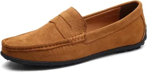 Smoking Loafer for Men Genuine Leather Stitching Details Round Toe Suede Vamp Penny Loafer Rubber Sole Lightweight Resistant Anti-Slip Flexible for Any Attire