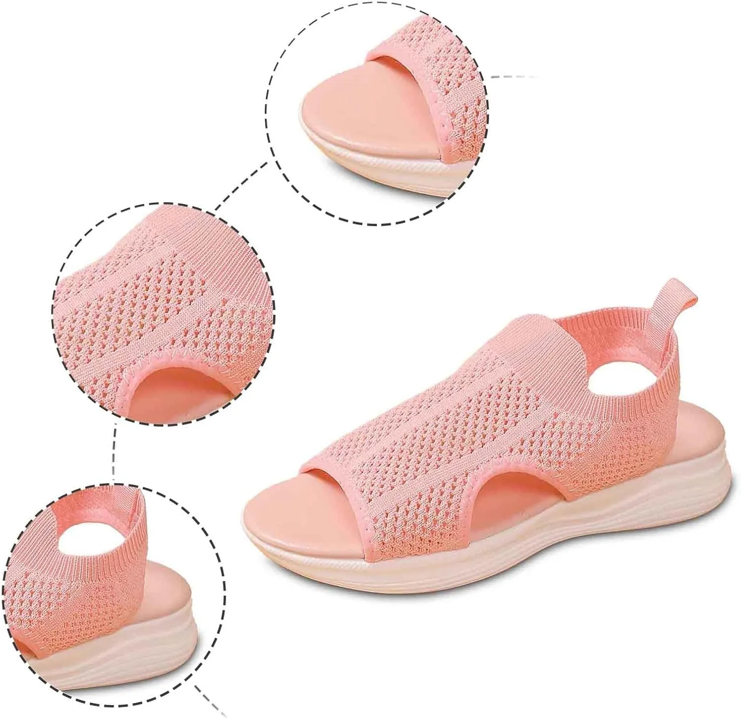 Stylish Women's Open Toe Sandals Breathable Mesh Summer Casual Shoes Comfortable Flat Sole For Daily Wear