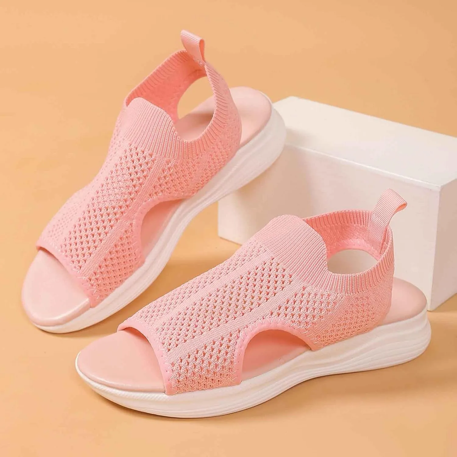 Stylish Women's Open Toe Sandals Breathable Mesh Summer Casual Shoes Comfortable Flat Sole For Daily Wear