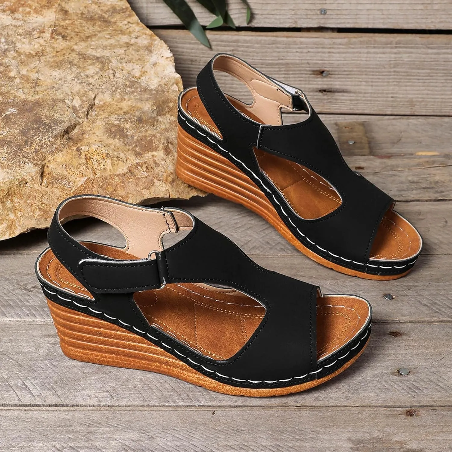 Trendy Women's Sandals For Daily Casual Wear Featuring Open Toe Design Hook And Loop Teal Sandals for Women Heels