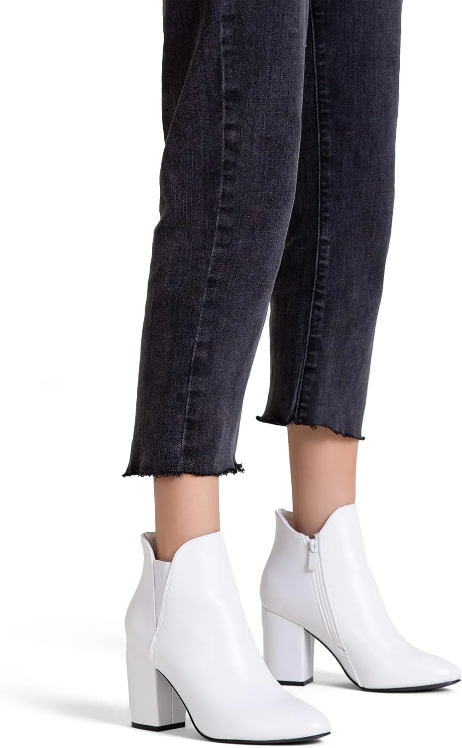 Vepose Women's Chelsea Ankle Boots Chunky Heel, Fall Dressy Booties Low Heel, Pointed Toe Short Boot with Inside Zipper