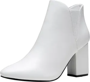 Vepose Women's Chelsea Ankle Boots Chunky Heel, Fall Dressy Booties Low Heel, Pointed Toe Short Boot with Inside Zipper