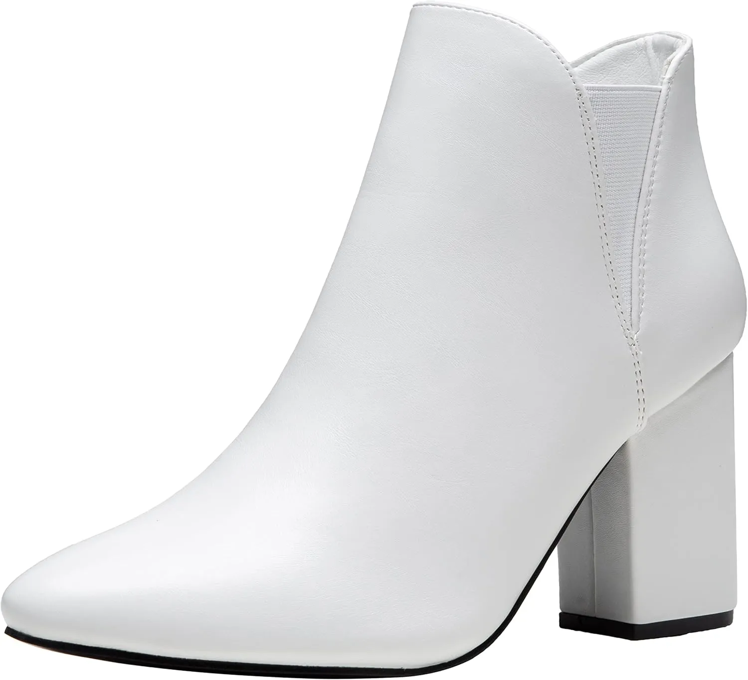 Vepose Women's Chelsea Ankle Boots Chunky Heel, Fall Dressy Booties Low Heel, Pointed Toe Short Boot with Inside Zipper