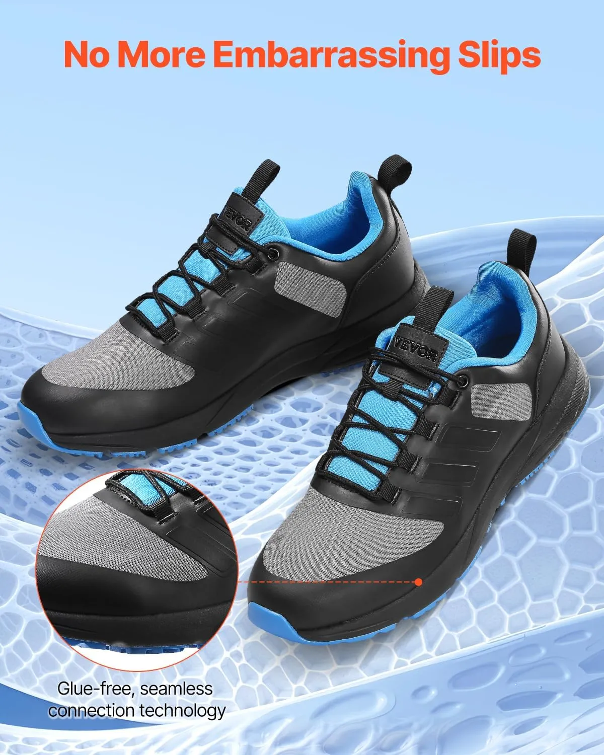 VEVOR Unisex-Adult Modern W Width Sneakers US Size 8, Wide Toe Box Arch Support & Adjustable Lace-up, Training Shoes for Running, Gymnastics, Dog Walking, and Weightlifting (Black)