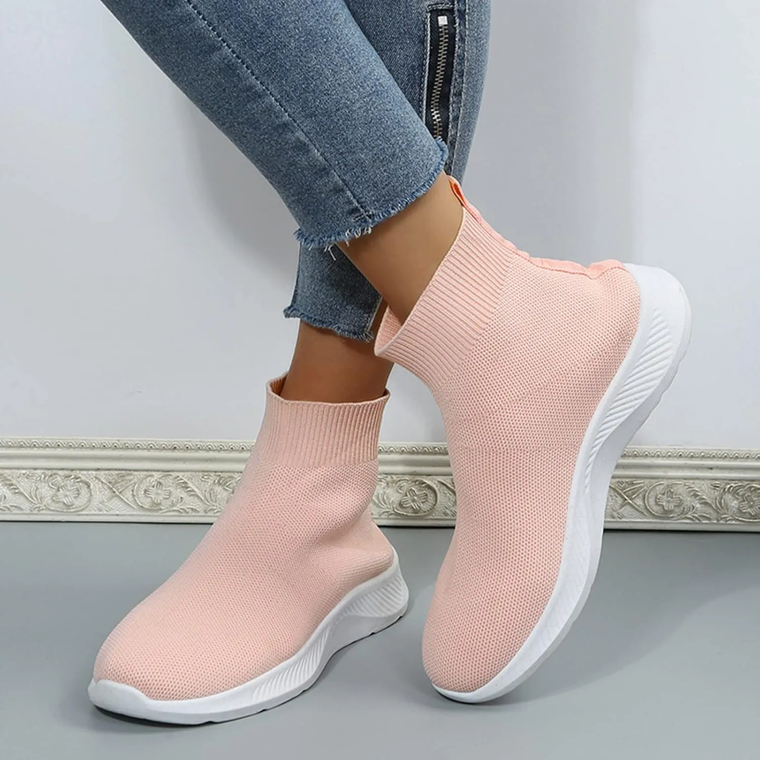 Walking Sneakers for Women Wide Width Slip On Orthopedic Shoes for Women Dressy Wedge Black Tennis Shoes for Women Slip On Sneakers for Women Size 8 Wide Width Pull On Sneakers Womens Black