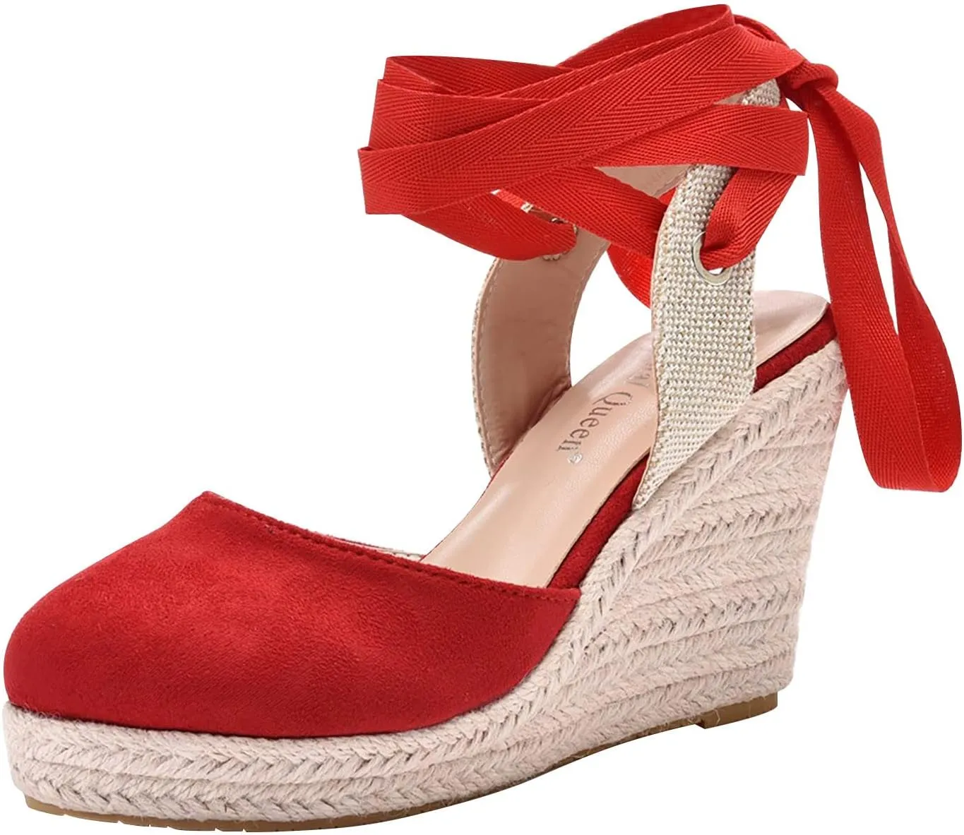 Wedge Shoes Women Bohemian Canvas Lace Up Sandals Thick Soled Ethnic Wedge Flatform Strap Shoes Sandals